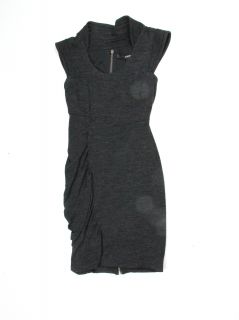 Cut 25 YIGAL Azroue Womens Charcoal Round Neck Side Ruched Dress 6 $