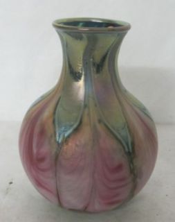 Exquisit Iridescent Pink Daniel Lotton 1991 Vase