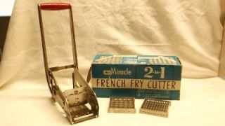 VTG EKCO MIRACLE FRENCH FRY CUTTER & 2 BLADES IN BOX~STAINLESS KITCHEN