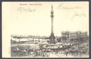 Spain Postcard Barcelona Plaza de La Paz to Chile 1904 L K