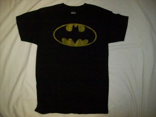 DC Comics Batman Distressed Logo Black T Shirt Sz Medium