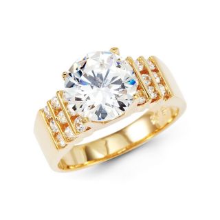 14k yellow gold round cz solitaire engagement ring