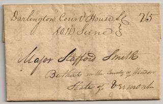 1809 Darlington SC Court House Stampless Pee Dee Letter Signed by