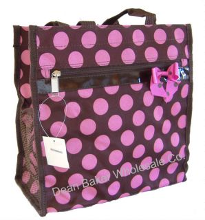 Large Polka Dot Brown Pink Shopping Tote Bag Handbag