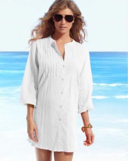 Ralph Lauren White Button Front Darcy Tunic Swimsuit Cover Up Medium
