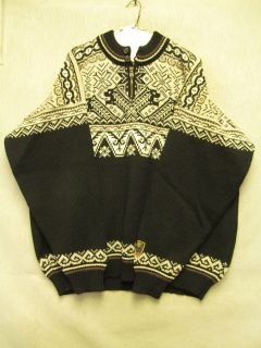 W1608 NWT Dale Of Norway Black w Snowflake Design Knitted Wool Sweater