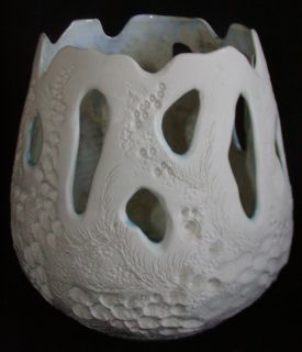 Debra Swauger Shell Textured Sculptured Sea Forms Porcelain Vase 8 1 4