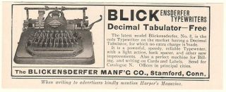 1908 Blickensderfer Model 8 Typewriter Decimal Tab Ad