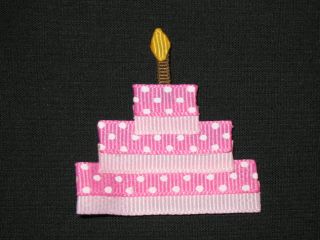 New Birthday Cake Girls Ribbon Hairbow Clip Bow Boutique Party