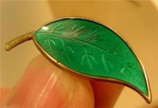 Vintage David Anderson Sterling Enamel Green Leaf Design Earrings Made