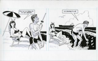 DAVE BERG   MAD #298 LIGHTER SIDE OF LEISURE TIME ORIG ART / THE BEACH