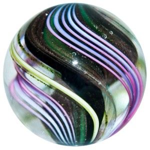 Glass Marble ~ David Salazar ~ Goldstone Twisted Core w/ Lavender