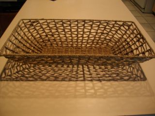  Wrapped Wire Rectangle Decorative Storage Baskets Total of 4