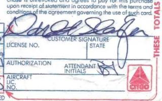 Deke Slayton Signed Gas Credit Card Receipt NASA Apollo Soyuz