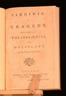 1754 VIRGINIA Tragedy Theatre Royal Drury Lane Samuel Crisp