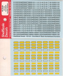 Clinchfield Numberboard Decals ShellScale HO133