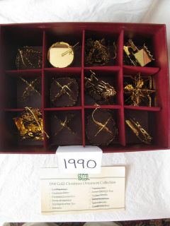 1990 Danbury Mint 23K Gold Christmas Ornament Collection Set of 12