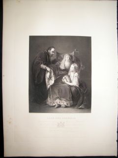 After G. S. Newton C1840 LG Folio Antique Print. Lear and Cordelia