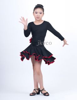 Kid Girl Latin Dance Dress Jive Rumba Child Ballroom Flouncing Dance