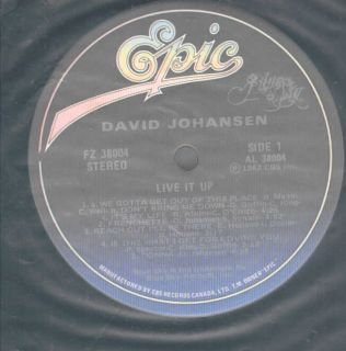 David Johansen Live It Up LP VG VG Canada Epic