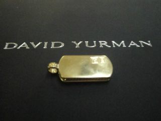 David Yurman Men 18K Yellow Gold Dog Tag Charm Pendant