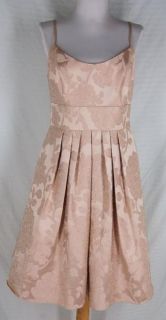 Davids Bridal Short Floral Jacquard Full Skirt Dress 6 s Champagne
