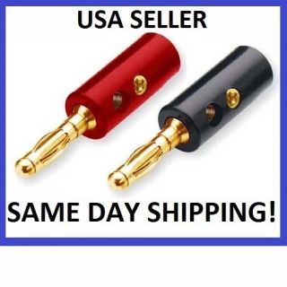 Pair of Gold 4mm Speaker Wire Banana Plugs Model # AT100082RB 1