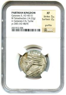 Ancient Persia Gotarzes II BI Tetradrachm AD 40 51 NGC XF Parthian