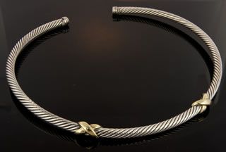 David Yurman Cable x Choker Necklace Sterling Silver and 14k Yellow