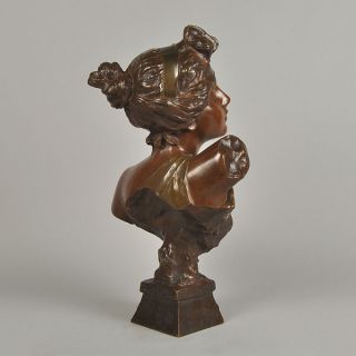 Antique Art Nouveau Bronze Bust Thais by E Villanis