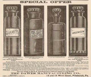 1898 Dawes Imperial Recess Salt Mouth Bottle Paris Square Tincture Ad