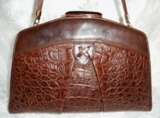 Authentic Designer Vtg Danielle Nicole Brown Leather Croc Purse Italy