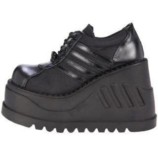Demonia Black PU 4 75 High Heel 2 5 Platform Laceup Sneaker Shoe