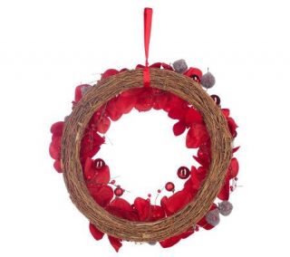 24 Amaryllis and Berry Wreath on Grapevine Base by Linda Dano