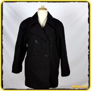 MARIO DE PINTO USA Wool Jacket Coat Peacoat Womens Size L Black w