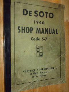 1940 De SOTO SHOP MANUAL / SERVICE MANUAL / ORIGINAL MOPAR DeSOTO SHOP
