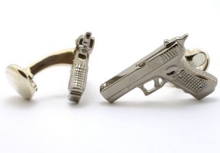 Deakin Francis Sterling Silver 9mm Pistol Gun Cufflinks Great Detail