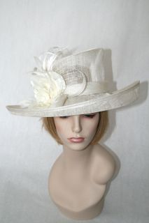   Church Hat Kentucky Derby Hat Off White Wide Brim Sinamay Dress Hat