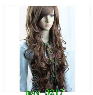 Attractive Long Brown Wavy Girl Hair Full Wig Role Play Synthetic Wigs