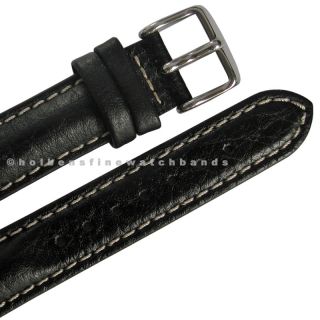 19mm deBeer Black Chrono Sport Leather Mens Distressed Watch Band