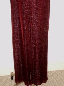 David Meister Stunning Burgundy Shimmer Knit Long Gown Halter Dress 14