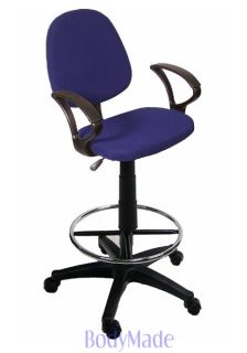 New Blue Fabric Office Drafting Chair Stool with Arms