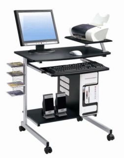 Mobile Graphite Black Computer Home Office Desks Cart