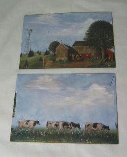Decorative Tin 4 Sets 12 Cards 12 Envelopes Cows Tree Free Greetings