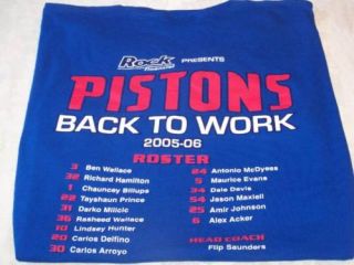 Detroit Pistons 2005 06 Team Roster T Shirt XL Nice