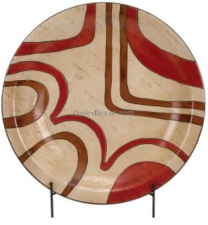 21 Decorative Charger Plate w Stand Ceramic Abstract