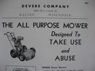 1953 Devere Company Rotary Scyth Lawn Mower Racine Wisconsin