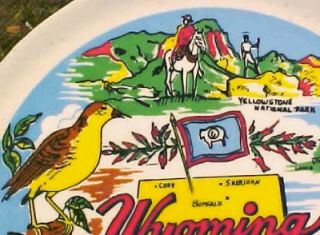 Great 1950s Wyoming State Souvenir Plate Devils Tower