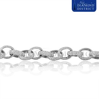 Mens 24 92ct Diamond Pave Tennis Circle Link Chain Bracelet in 14k