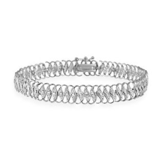 Sterling Silver Diamond Accent S Design Link Bracelet